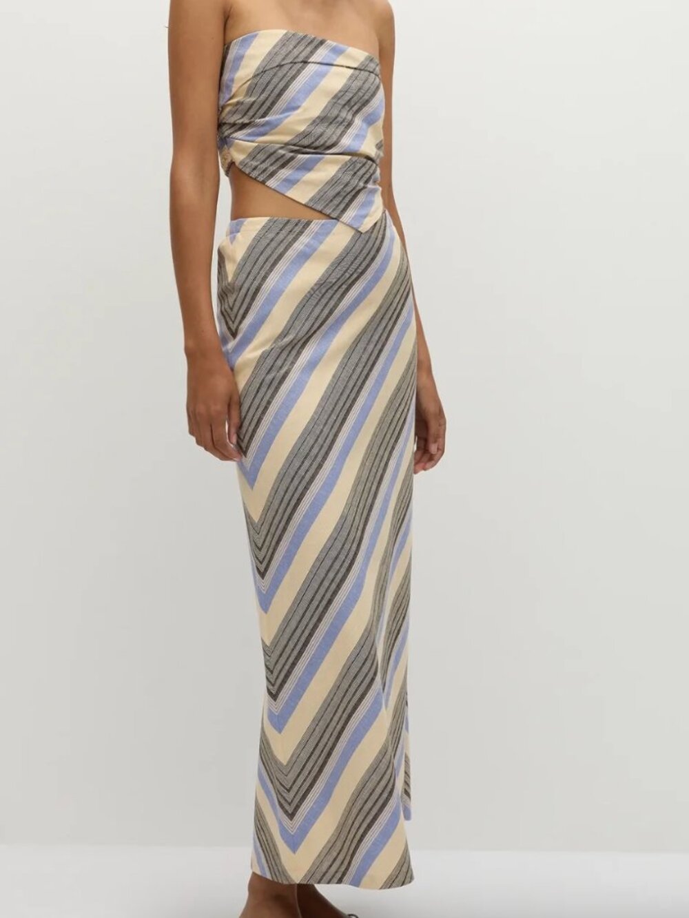 (Full Set) Antibes Strapless Top Marine Stripe and Elise Skirt Marine Stripe - M
